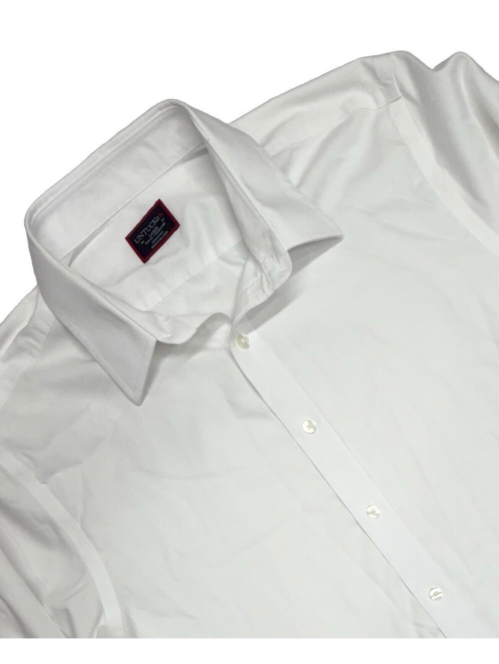 ‘UNTUCKIT’ Mens ‘LAS CASES’ White Wrinkle Free Cotton Dress Shirt Size L